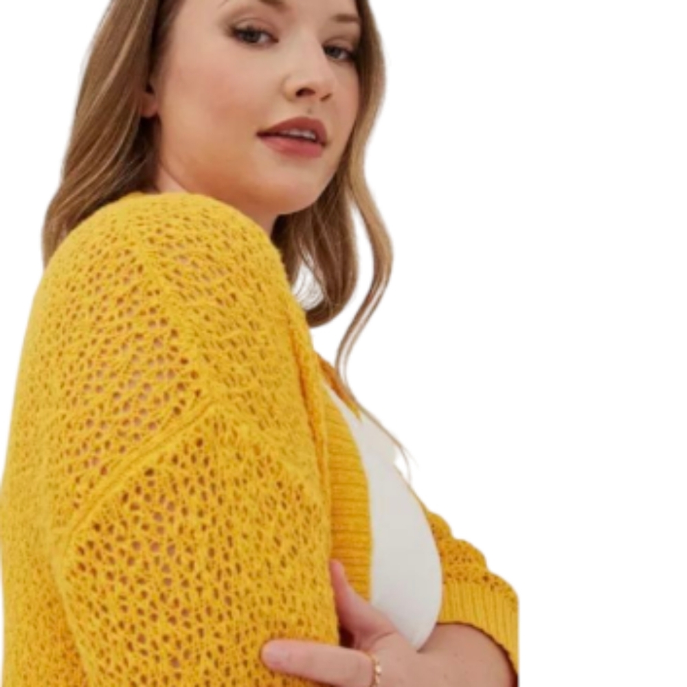 torrid Mustard Yellow Open-Front Knit Cardigan - Picture 4 of 8